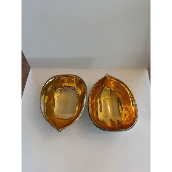 Vintage Silver Plate Walnut Shaped Trinket Box, 1970s Home Decor - ,